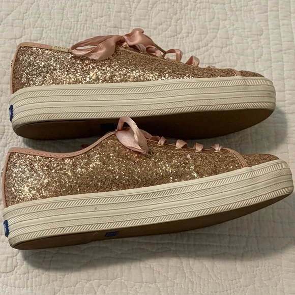 Kate Spade for Keds Pink Glitter Platform Women's Sneakers 8 - Picture 3 of 9